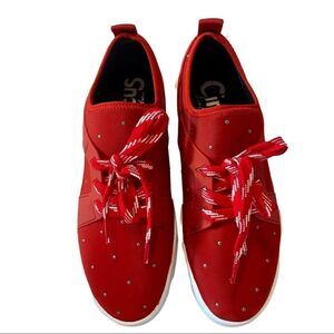 Circus by Sam Edelman. Red Canvas Low Top Lace Ups w/ Stud Details.  So Fun!!